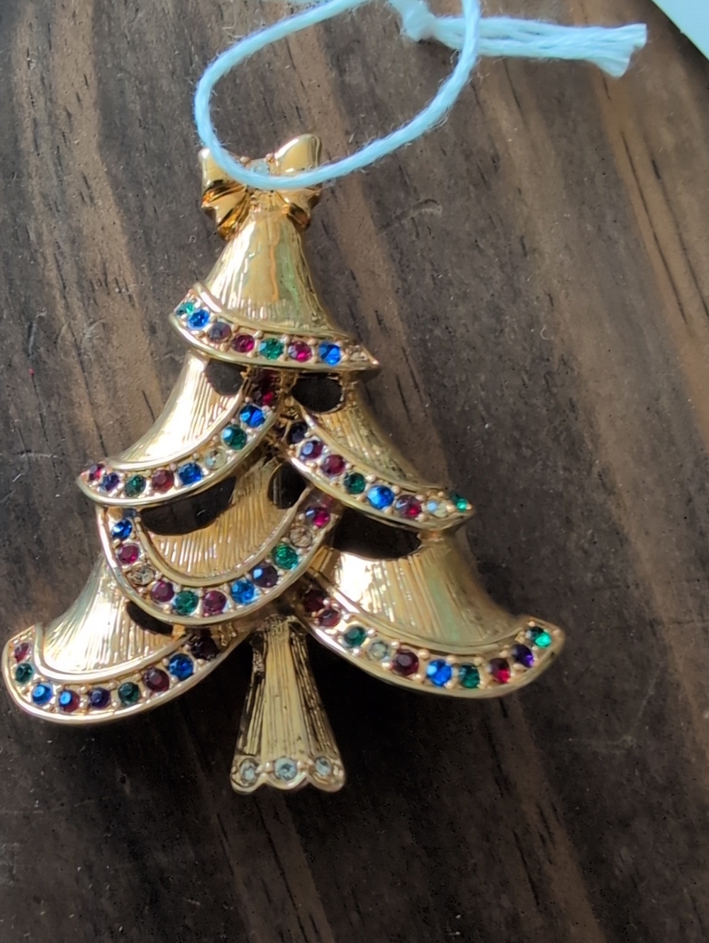 Gold Multicolor Crystal Christmas Tree Brooch - Women Jewelry vintage